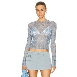 SER.O.YA Parley Crochet Top in Sky Blue XS-Small New Knit Sweater Womens